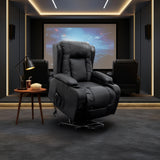Recliner Chair &ndash; Electric Massage Lift Chair with Heat Function PU Leather Lounge Sofa Black - Side View