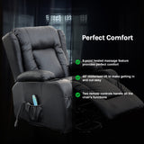 Recliner Chair &ndash; Electric Massage Lift Chair with Heat Function PU Leather Lounge Sofa Black - Top-Down View