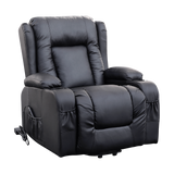 Recliner Chair &ndash; Electric Massage Lift Chair with Heat Function PU Leather Lounge Sofa Black