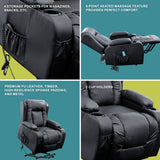 Recliner Chair &ndash; Electric Massage Lift Chair with Heat Function PU Leather Lounge Sofa Black