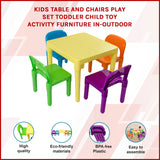 Kids Table and Chairs Play Set Toddler Child Toy Activity Furniture In-Outdoor - Front View