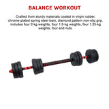 20kg Adjustable Rubber Dumbbell Set Barbell Home GYM Exercise Weights - Extra Image