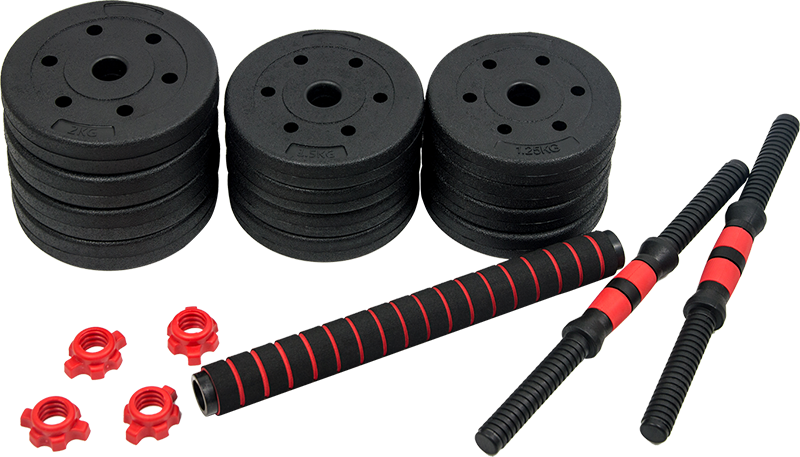 20kg Adjustable Rubber Dumbbell Set Barbell Home GYM Exercise Weights