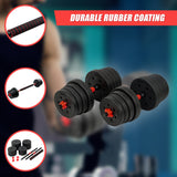 30kg Adjustable Rubber Dumbbell Set Barbell Home GYM Exercise Weights - Extra Image