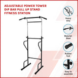 Adjustable Power Tower Dip Bar Pull Up Stand Fitness Station - Front View