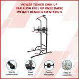 Power Tower Chin Up Bar Push Pull Up Knee Raise Weight Bench Gym Station - Front View