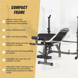 Multi Station Home Gym Weight Bench Press Leg Equipment Set Fitness Exercise - Front View