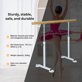 Wooden Portable Ballet Bar Stretch Barre Dance Bar 1.5M Freestanding Ballet Bar - 45-Degree Angle