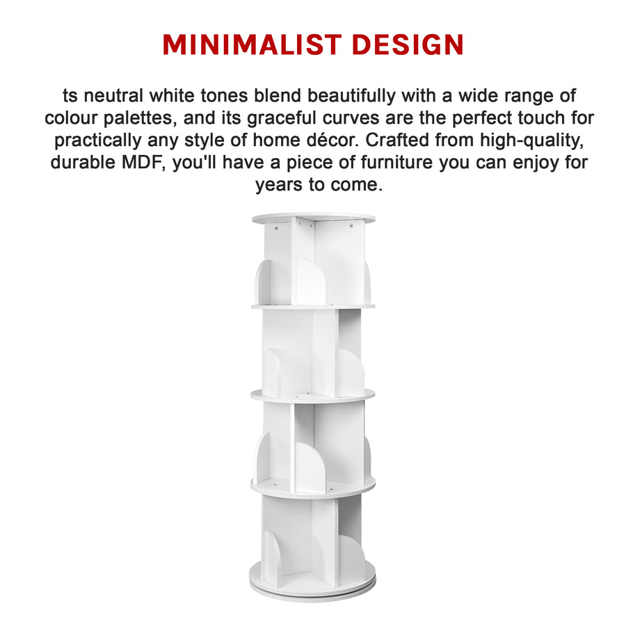 360-degree Rotating 4 Tier Display Shelf Bookcase Organiser