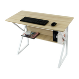Wood & Metal Computer Desk with Shelf Home Office Furniture - 45-Degree Angle