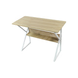 Wood & Metal Computer Desk with Shelf Home Office Furniture - Rear View