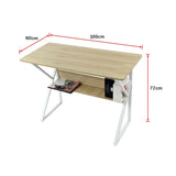 Wood & Metal Computer Desk with Shelf Home Office Furniture - Close-Up Angle