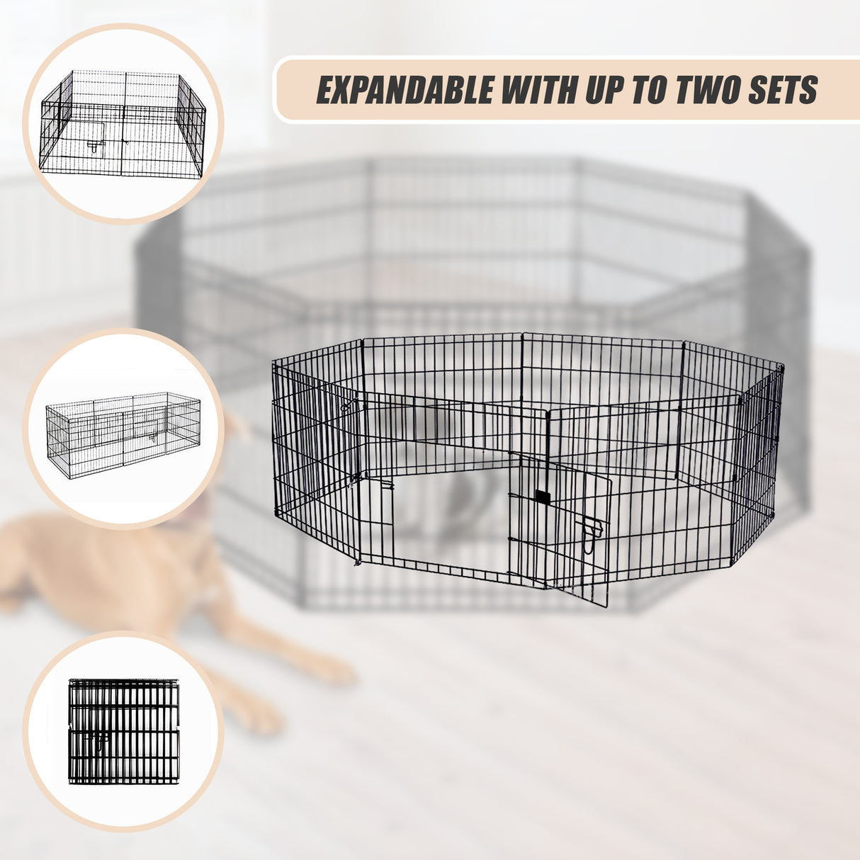 24" 8 Panel Pet Dog Playpen Puppy Exercise Cage Enclosure Fence Play Pen