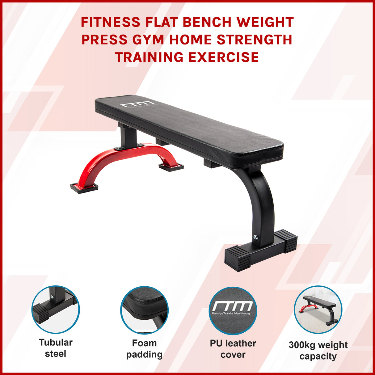 Fitness Flat Bench Weight Press Gym Home Strength Training Exercise