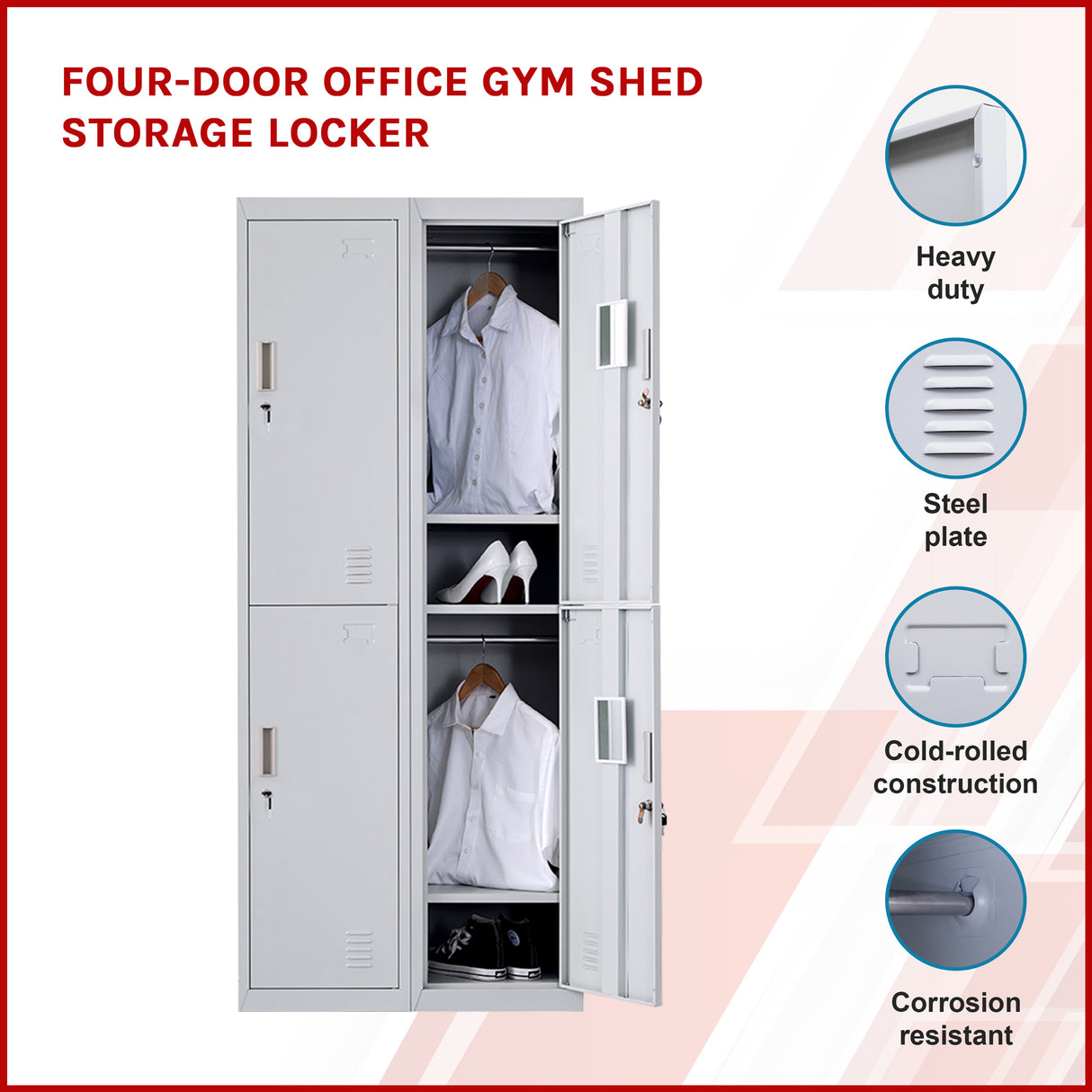 Four-Door Office Gym Shed Storage Locker
