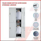 Four-Door Office Gym Shed Storage Locker - Front View