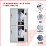 Four-Door Office Gym Shed Storage Locker - Front View