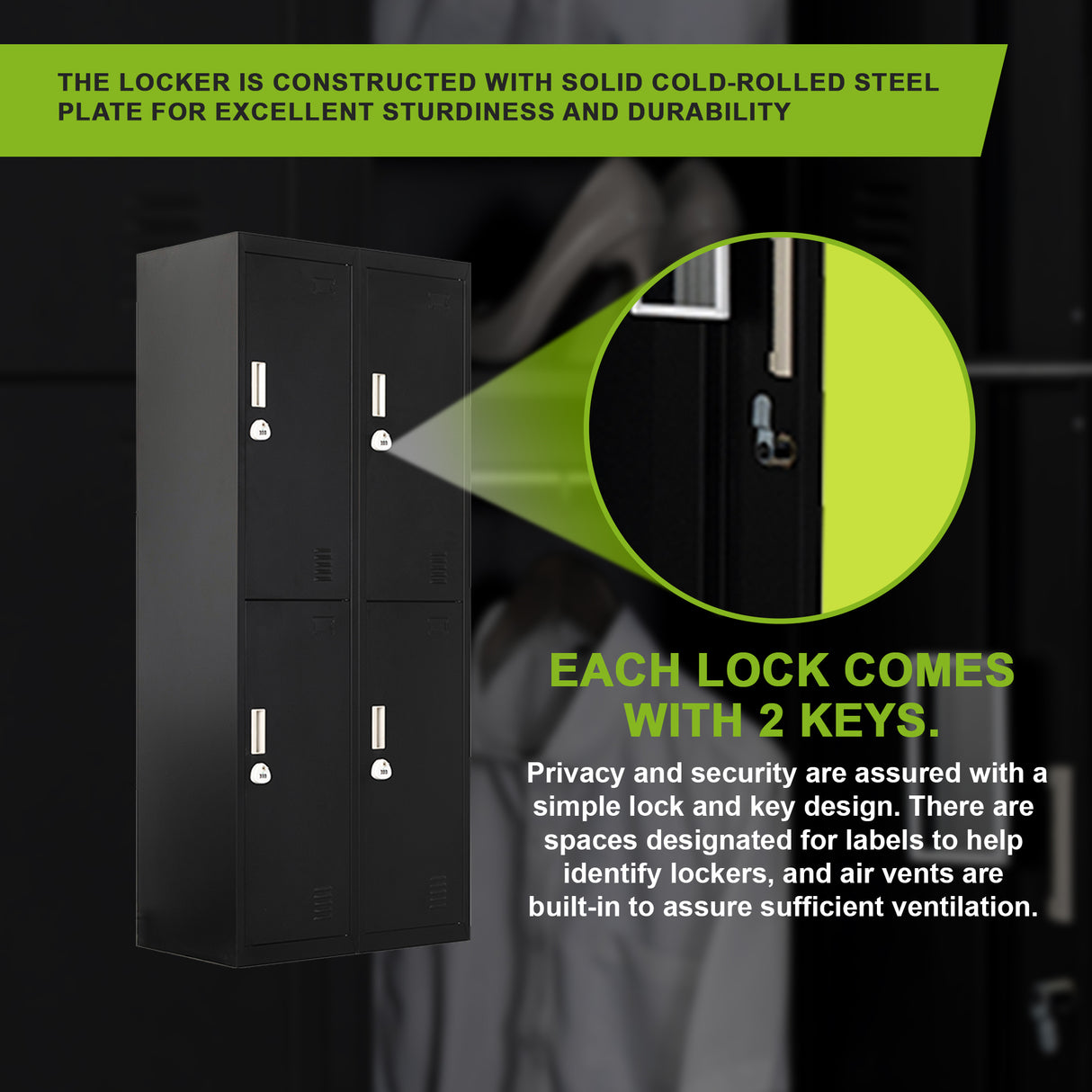 Four-Door Office Gym Shed Storage Locker