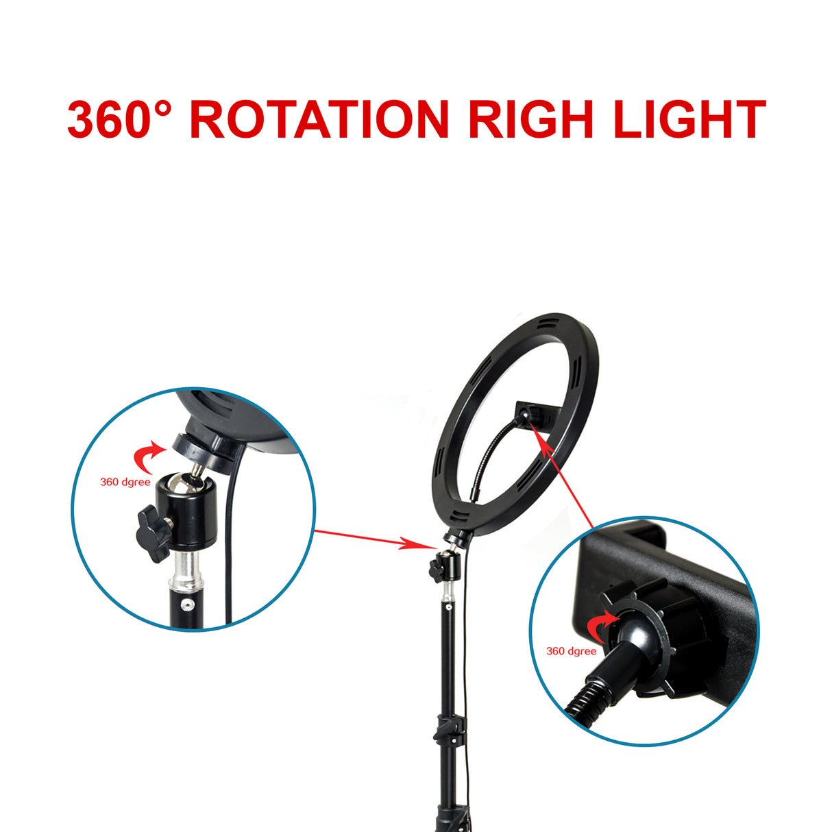10" LED Selfie Ring Light with 1.6M Tripod Stand Phone Holder Photo Live Makeup