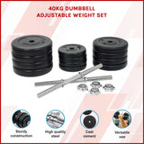 40KG Dumbbell Adjustable Weight Set - Front View