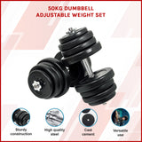 50KG Dumbbell Adjustable Weight Set - Front View