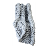 Hand Knitted Chunky Blanket Thick Acrylic Yarn Blanket Home Decor Throw Rug - Grey - Rear View