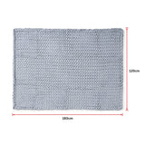 Hand Knitted Chunky Blanket Thick Acrylic Yarn Blanket Home Decor Throw Rug - Grey - Close-Up Angle