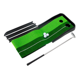 Indoor Practice Putting Green 2.5m Mat Inclined Ball Return Fake Grass 2 Holes