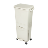 42L Rubbish Bin Waste Trash Can Pedal Recycling Kitchen Wheel 2 Compartment - Side View