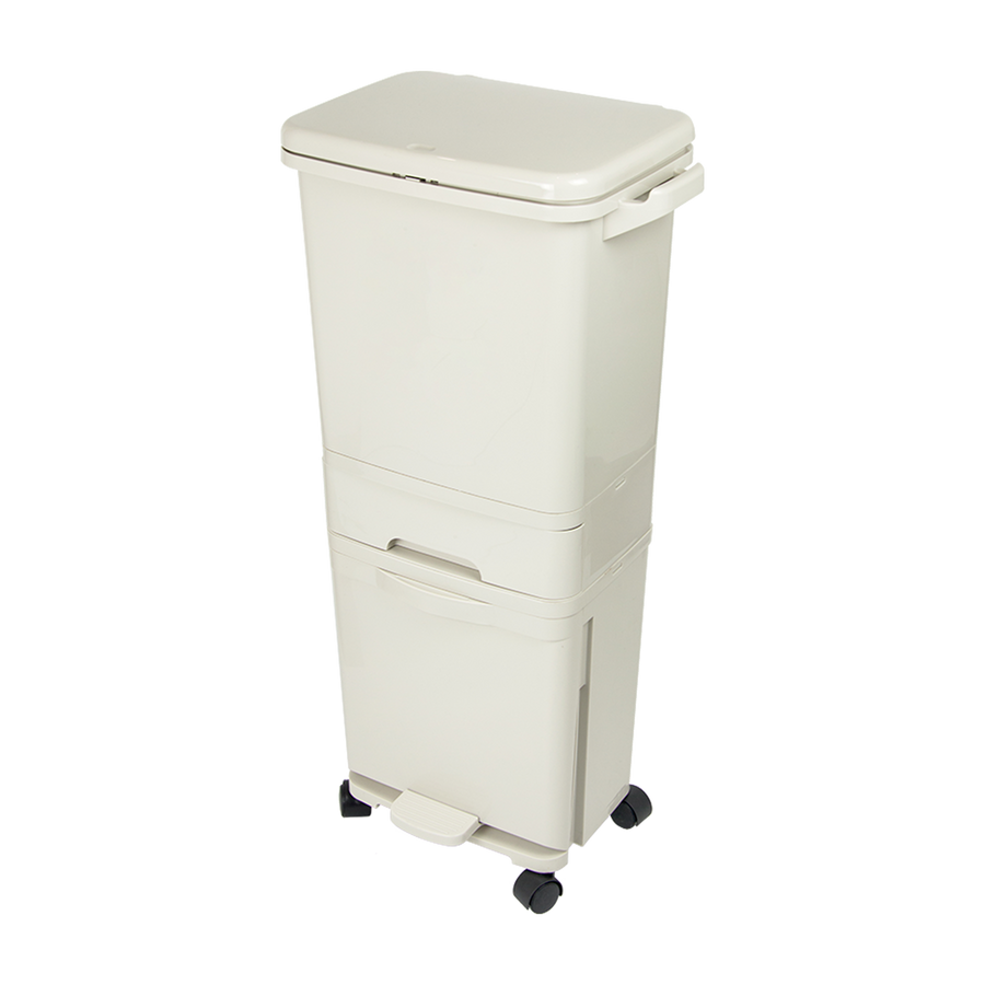 42L Rubbish Bin Waste Trash Can Pedal Recycling Kitchen Wheel 2 Compartment