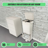 42L Rubbish Bin Waste Trash Can Pedal Recycling Kitchen Wheel 2 Compartment - Rear View