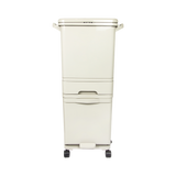 42L Rubbish Bin Waste Trash Can Pedal Recycling Kitchen Wheel 2 Compartment - Low Angle