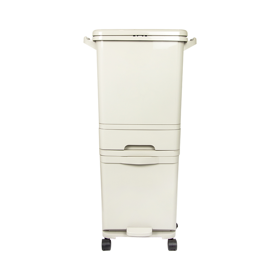 42L Rubbish Bin Waste Trash Can Pedal Recycling Kitchen Wheel 2 Compartment