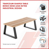 Trapezium-Shaped Table Bench Desk Legs Retro Industrial Design Fully Welded - Black - Front View