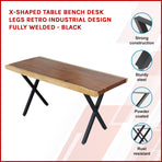 X-Shaped Table Bench Desk Legs Retro Industrial Design Fully Welded - Black