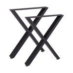 X-Shaped Table Bench Desk Legs Retro Industrial Design Fully Welded - Black