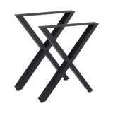 X-Shaped Table Bench Desk Legs Retro Industrial Design Fully Welded - Black - Side View