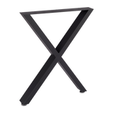 X-Shaped Table Bench Desk Legs Retro Industrial Design Fully Welded - Black - Rear View