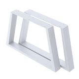 Trapezium-Shaped Table Bench Desk Legs Retro Industrial Design Fully Welded - White - Side View