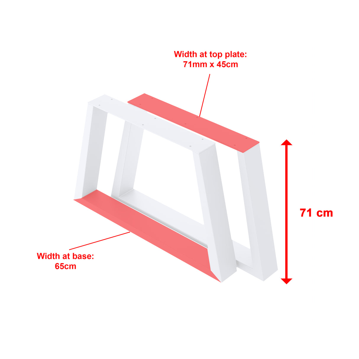 Trapezium-Shaped Table Bench Desk Legs Retro Industrial Design Fully Welded - White