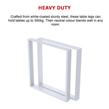 Square-Shaped Table Bench Desk Legs Retro Industrial Design Fully Welded - White - Extra Image