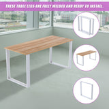 Square-Shaped Table Bench Desk Legs Retro Industrial Design Fully Welded - White - Top-Down View