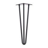 Set of 4 Industrial 3-Rod Retro Hairpin Table Legs 12mm Steel Bench Desk - 41cm Black - Side View