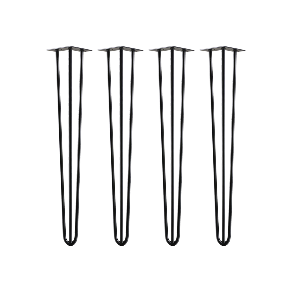 Set of 4 Industrial 3-Rod Retro Hairpin Table Legs 12mm Steel Bench Desk - 71cm Black