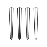 Set of 4 Industrial 3-Rod Retro Hairpin Table Legs 12mm Steel Bench Desk - 71cm Black - 45-Degree Angle