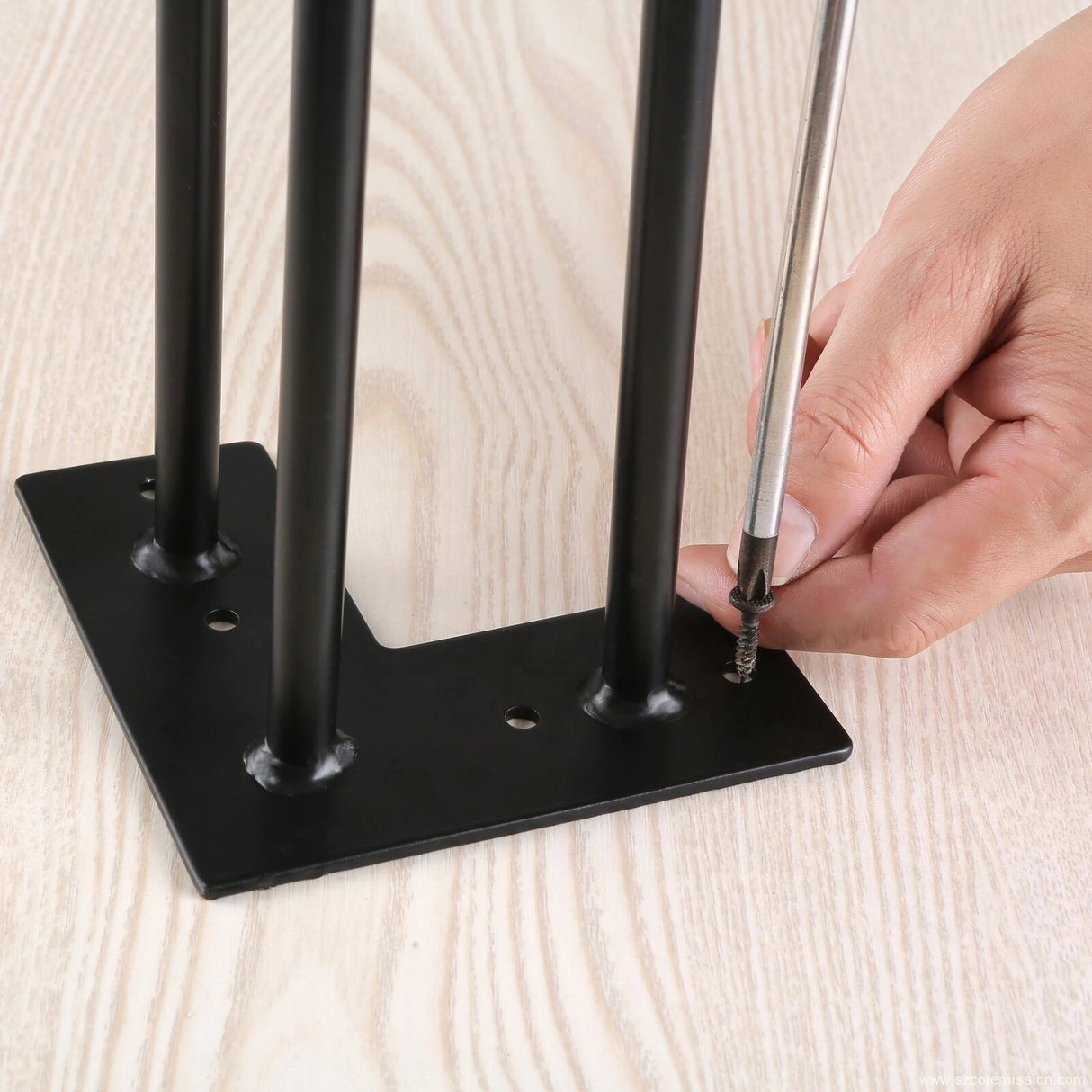 Set of 4 Industrial 3-Rod Retro Hairpin Table Legs 12mm Steel Bench Desk - 71cm Black