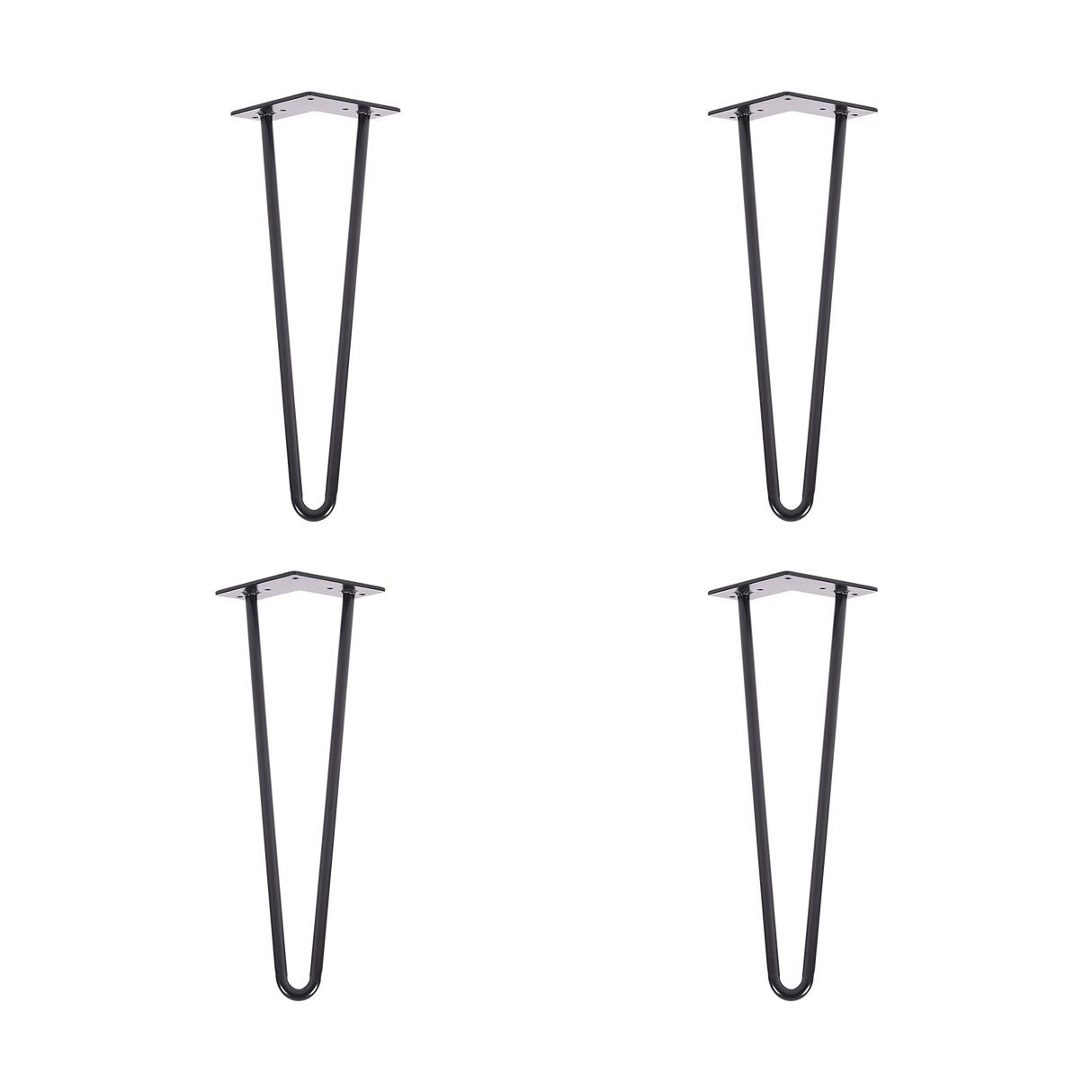 Set of 4 Industrial Retro Hairpin Table Legs 12mm Steel Bench Desk - 41cm Black