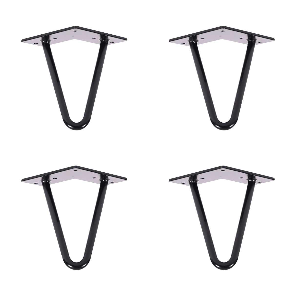 Set of 4 Industrial Retro Hairpin Table Legs 12mm Steel Bench Desk - 11cm Black