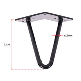 Set of 4 Industrial Retro Hairpin Table Legs 12mm Steel Bench Desk - 11cm Black - Rear View