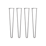 Set of 4 Industrial Retro Hairpin Table Legs 12mm Steel Bench Desk - 71cm Black - 45-Degree Angle